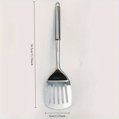 1pc Stainless Steel Slotted Turner Spatula - Cooking & Serving Kitchen Utensil for Sauteing, Flipping Burgers And Steaks