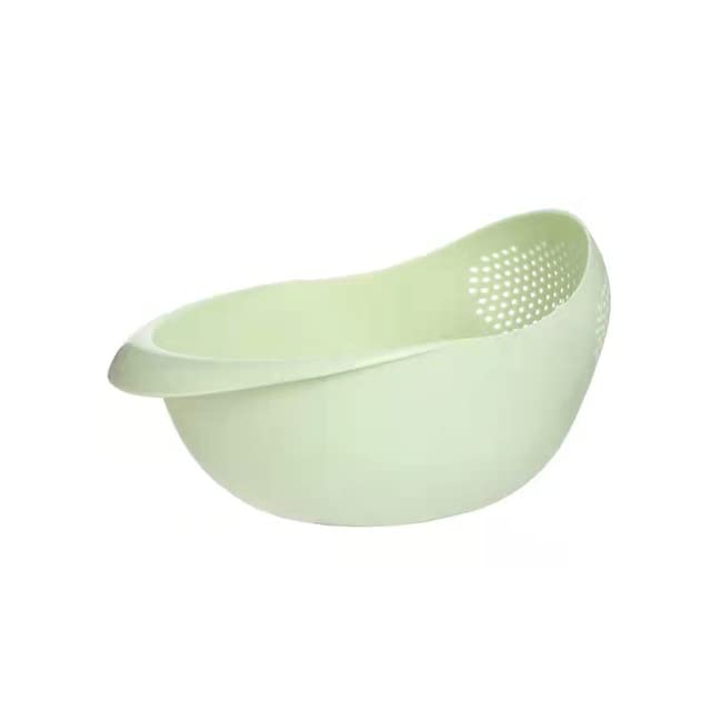 Rice Sieve Plastic Colander Kitchen Drain Basket with Handles Rice Bowl Strainer Strainer Basket Sink Drain Kitchen Tools (white)