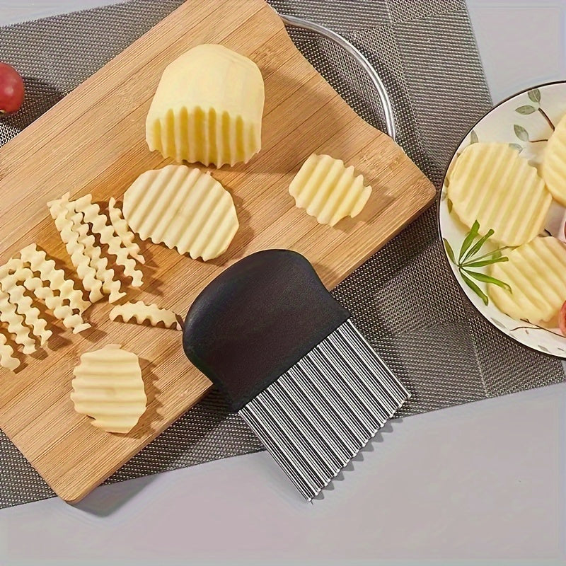1pc Multifunctional Kitchen Knife, Pattern Knife, Serrated Potato Cutter Stainless Steel Potato Cutter, Multifunctional Vegetable Slicer Serrated Potato Cutter, Wavy Potato Cutter, French Fry Cutter, Potato Slicer And Slicing Knife