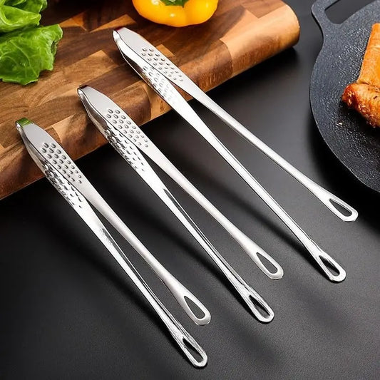 Grill Tongs - 9.45 Inch BBQ Tongs, Heat Resistant Stainless Steel Kitchen Tong, Heavy Duty Metal Locking Tong for Cooking, Grilling, BBQ/Barbecue, Food (All Metal - 9.45")