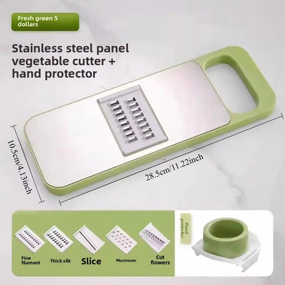 6-Piece Durable Multifunctional Vegetable Slicer Set - Interchangeable Stainless Steel Blades, Safe Hand-Held Grater for Potatoes & Carrots Vegetable Cutter