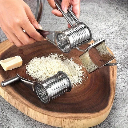 Multi-Functional Stainless Steel Rotary Cheese Grater, Hand-Cranked Design, Safe Food Handling, Ideal for Creative Kitchens