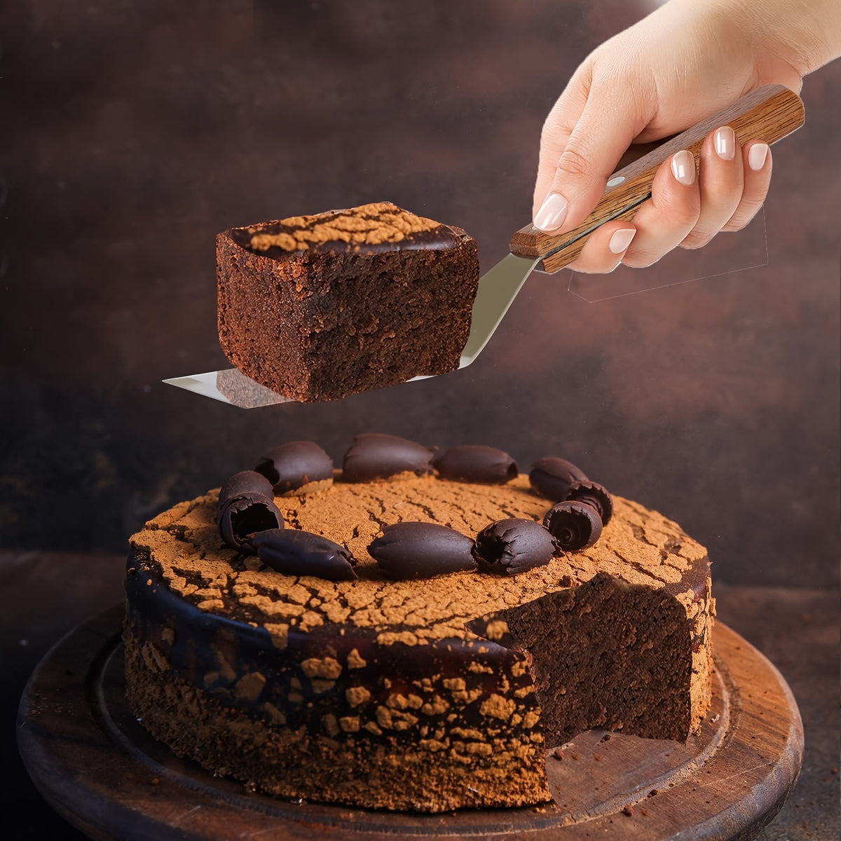 Special Tiramisu Spatula, Stainless Steel Cake Spatula with Wooden Handle, Steak Cooking Spatula, Cake Spatula Dessert Tool, Suitable for Cast Iron Pans, Grills and Baking Pans | BBQ, Cooking Tools | Thanksgiving, Christmas Feast Cake Slice Server