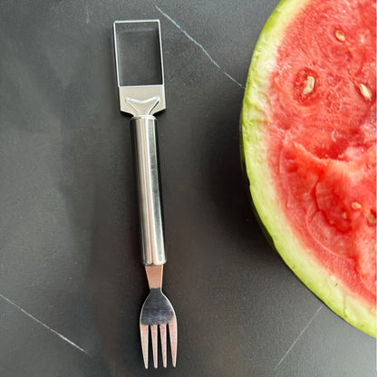 1pc Stainless Steel Watermelon Cutter - Dual-Purpose Slicer and Fork for Cutting, Dicing, and Portioning Watermelon
