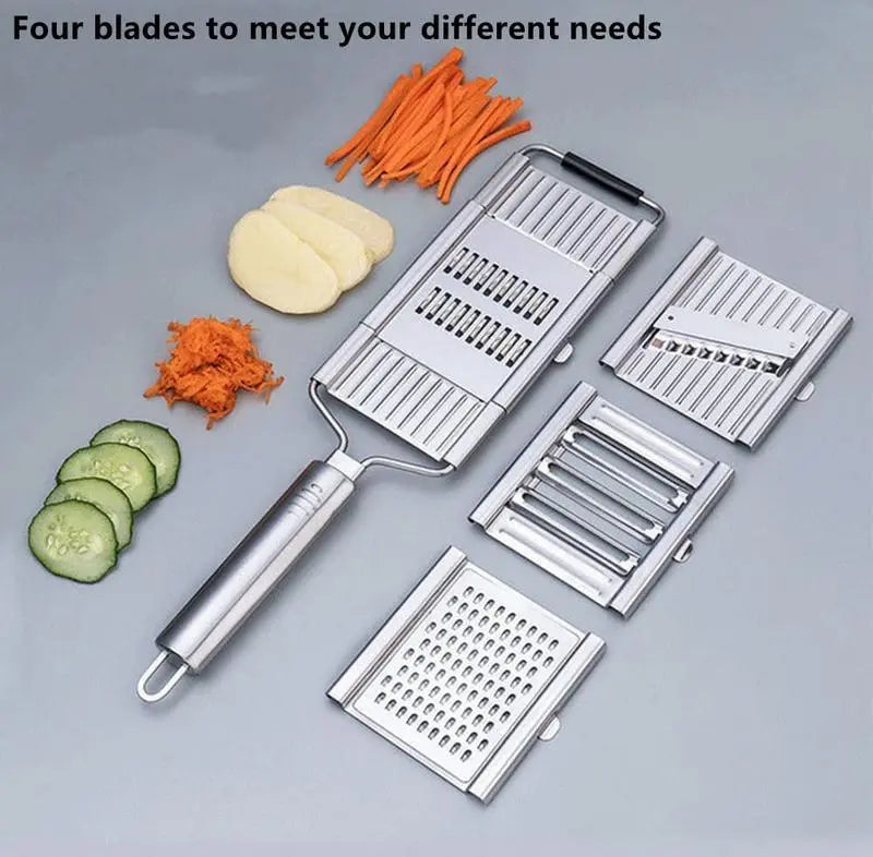 JASISS Stainless Steel 4-in-1 Multi-Purpose Kitchen Vegetable Slicer Veggie Chopper Grater Set - 4 Adjustable Blades, Kitchen Utensils & Gadgets, Christmas/New Year Gift,sohochic