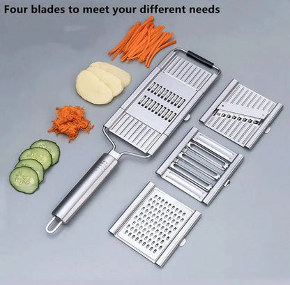 JASISS Stainless Steel 4-in-1 Multi-Purpose Kitchen Vegetable Slicer Veggie Chopper Grater Set - 4 Adjustable Blades, Kitchen Utensils & Gadgets, Christmas/New Year Gift,sohochic