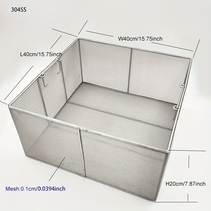 304 Stainless Steel Cleaning Basket, Metal Wire Mesh Basket, Cleaning And Filtering Equipment, Workpiece Drainage, Steaming, Frying, Screening And Filtering, High Load-Bearing Slag Separation, Rectangular, Storage, And Other Multi-Purpose