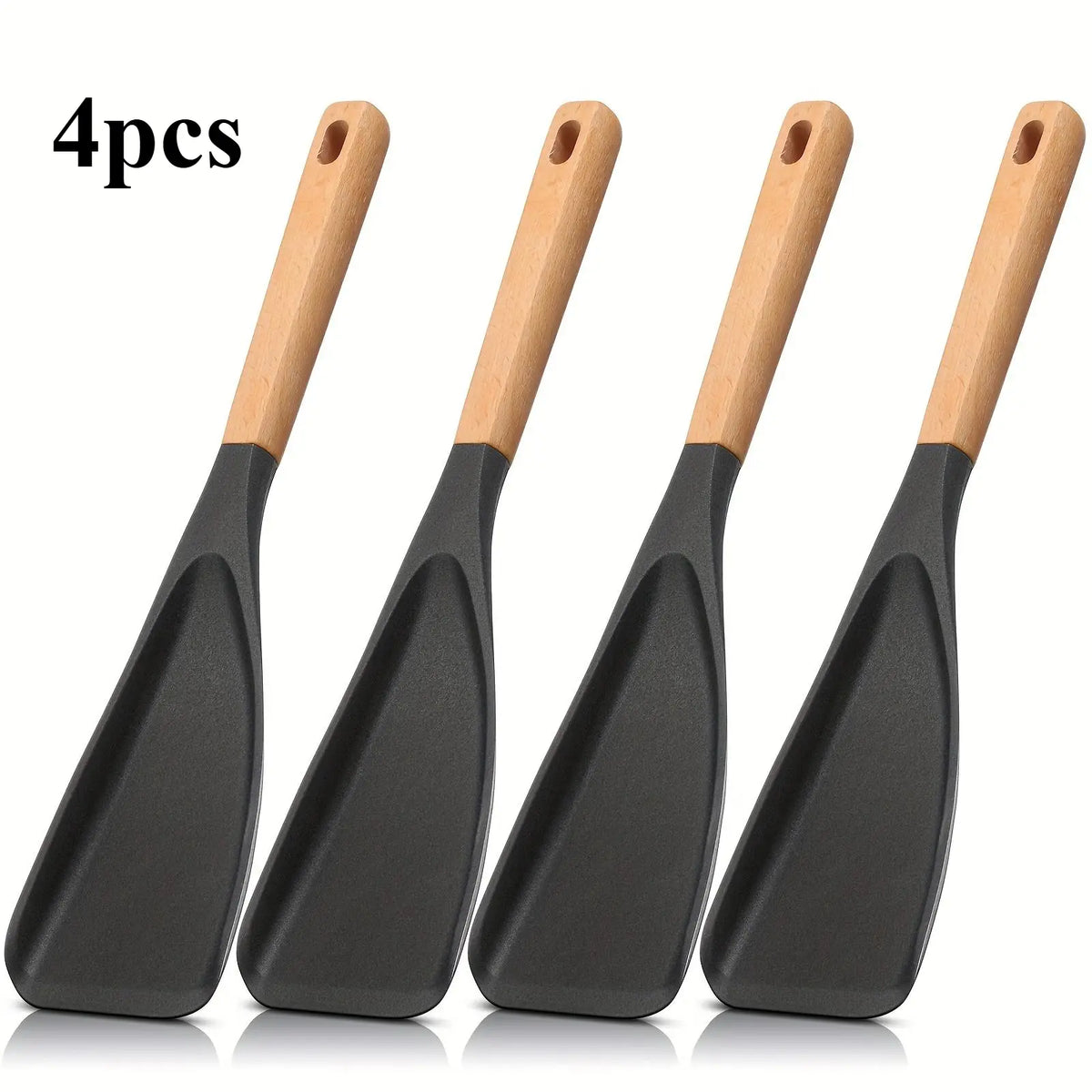 Kitchen Utensil 4-Piece Heat-Resistant Nonstick Grill Spatula Set - 100% Food Grade Silicone Spatulas & Turners, Sturdy Durable, 446°F/230°C Tolerance, Wide Mouth Design, Easy-to-Clean, Egg/Fish Lifting Control, Pan/Grill Compatible, Mother’s Day Gift