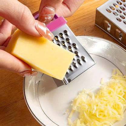 Stainless Steel Mini Cheese Grater, 4-Sided Multifunctional Vegetable Slicer and Lemon Zester for Kitchen Use, Cutting Tool