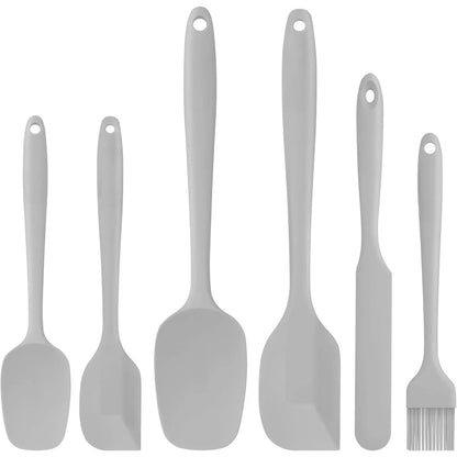 6 count  Spatula Set with  Brush,Mixing-Black | -Grade Material,Heat Resistant Up to 600°F,Dishwasher Safe,