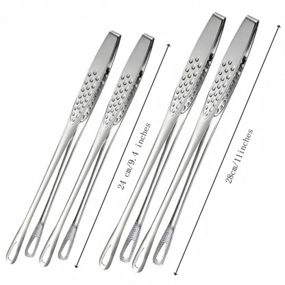 Stainless Steel Cooking Tongs Set - 2-Pack 2 Sizes (11-inch & 9.4-inch) Versatile Rust-Proof Durable Kitchen Utensils, Easy-Clean Stainless Finish, Ideal for Flipping & Serving Indoor/Outdoor Steak at BBQ Parties