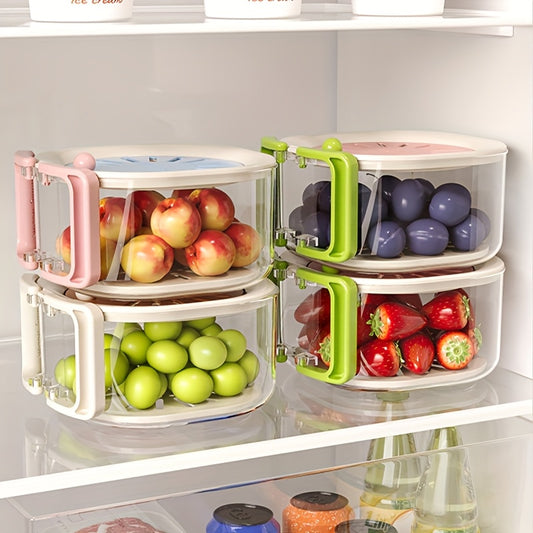 2-in-1 Double-Layer Drain Basket • Foldable Handle Fruit Drainer Container • Multi-Functional Food Strainer • Refrigerator Fresh-Keeping Basket • Thickened Fruit Plate • Suitable for Kitchen, Fridge, Camping, and Picnic