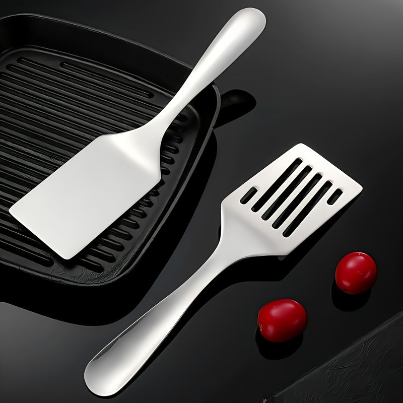 Durable Stainless Steel Turning Spatula - Professional Restaurant & Home Kitchen Tool with Anti-Stick Surface for Steak, Pancake, Burger, BBQ, Pan Cooking - Easy to Clean Design