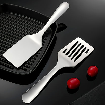 Durable Stainless Steel Turning Spatula - Professional Restaurant & Home Kitchen Tool with Anti-Stick Surface for Steak, Pancake, Burger, BBQ, Pan Cooking - Easy to Clean Design
