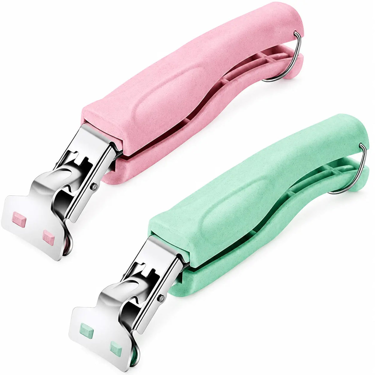 2-Pack Stainless Steel Hot Bowl & Plate Gripper Tongs – Anti-Slip Kitchen Lifting Clips, Green & Pink