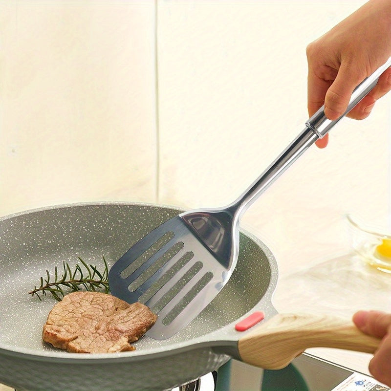 1pc Stainless Steel Slotted Turner Spatula - Cooking & Serving Kitchen Utensil for Sauteing, Flipping Burgers And Steaks