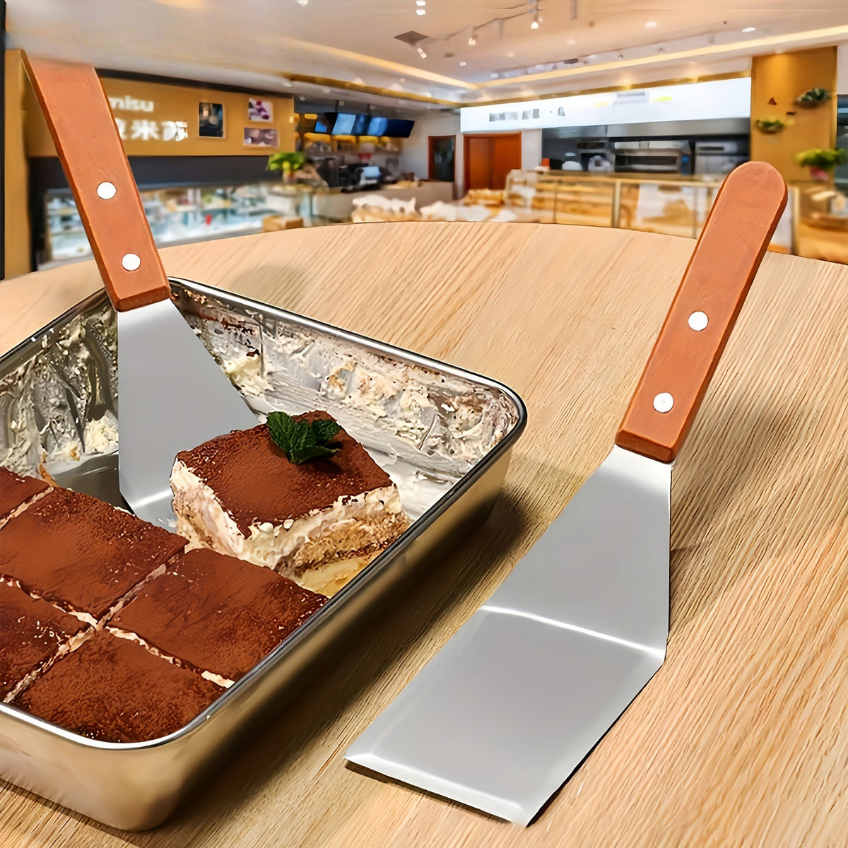Special Tiramisu Spatula, Stainless Steel Cake Spatula with Wooden Handle, Steak Cooking Spatula, Cake Spatula Dessert Tool, Suitable for Cast Iron Pans, Grills and Baking Pans | BBQ, Cooking Tools | Thanksgiving, Christmas Feast Cake Slice Server