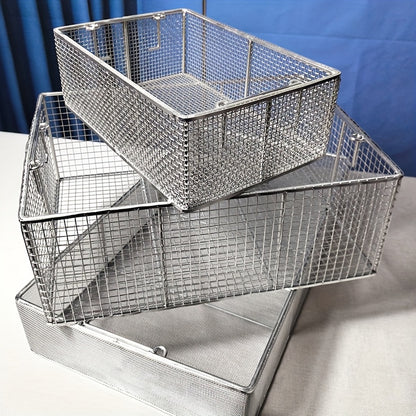 304 Stainless Steel Cleaning Basket, Metal Wire Mesh Basket, Cleaning And Filtering Equipment, Workpiece Drainage, Steaming, Frying, Screening And Filtering, High Load-Bearing Slag Separation, Rectangular, Storage, And Other Multi-Purpose