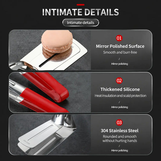 Multi-Functional Stainless Steel Steak Spatula Clamp, Kitchen Cooking Tongs for Fried Steak, Grill & Frying Pan Use