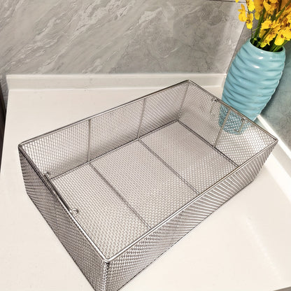 304 Stainless Steel Cleaning Basket, Metal Wire Mesh Basket, Cleaning And Filtering Equipment, Workpiece Drainage, Steaming, Frying, Screening And Filtering, High Load-Bearing Slag Separation, Rectangular, Storage, And Other Multi-Purpose