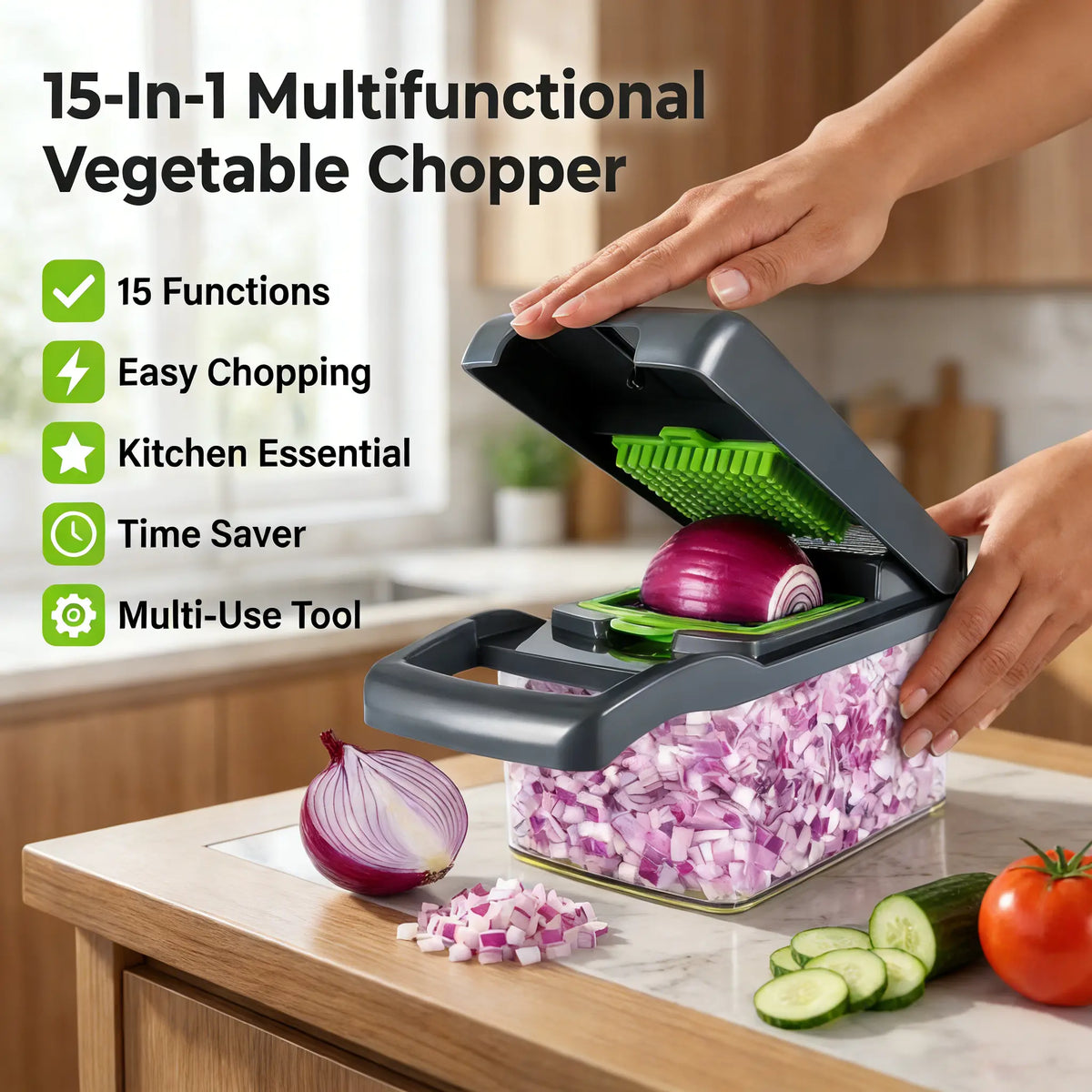 UFORU Reusable Multi-Use ABS Plastic Vegetable Cutter - Sustainable Time-Saver Kitchen Slicer, Portable Utensil for Effortless Chopping, Meal Prep of Fruits and Cheese