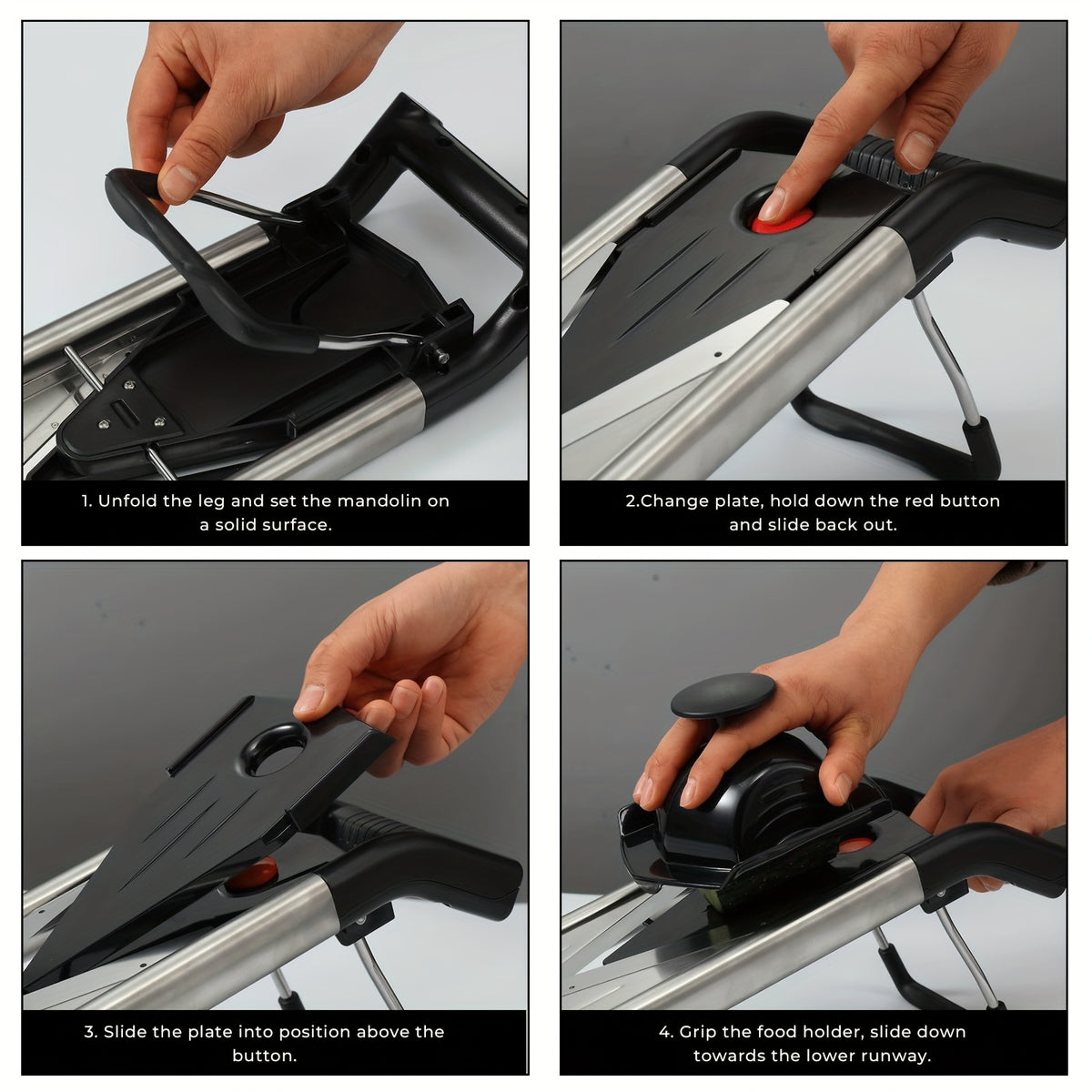 5-in-1 Adjustable Mandolin Slicer for Kitchen V-Blade Stainless Steel Mandoline Food Slicers Vegetable Cutter Julienne Slicer, Potato Onion Slicer