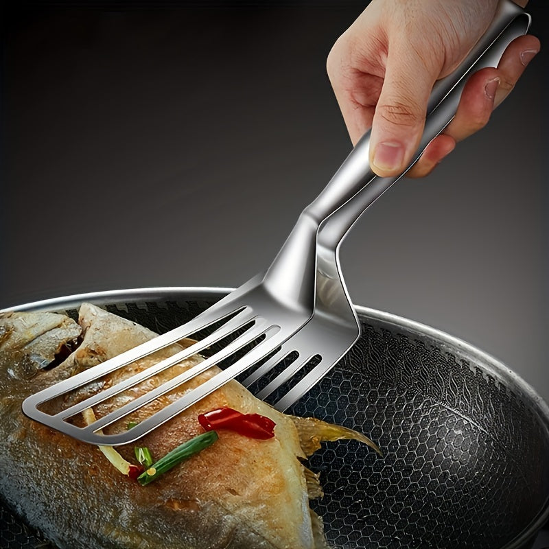 1pc, Multifunctional Stainless Steel Serving Tongs for Buffet, Fish Frying, Bread, Steak, Salad, and Dessert - Kitchen Tools for Effortless Food Prep and Presentation