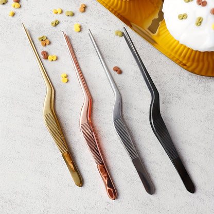 1pc/4pcs Baking Cake Plating Tweezers Decorating Tool, 430 Stainless Steel Molecular Gastronomy Stainless Steel Tool, Chef's Plating Cooking Tongs