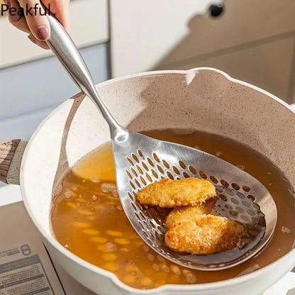 Large Stainless Steel Colander with Wooden Handle, Durable Noodle & Pasta Strainer, Versatile Kitchen Tool for Draining, Rinsing & Cooking, Essential Home Utensil, Dishwasher Safe
