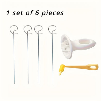 6pcs Set Multifunctional Spiral Potato Slicer, Stainless Steel Manual Tornado Twister Vegetable Cutter for BBQ, Camping Kitchen Tools, No Flint Or Magnesium Rod Included