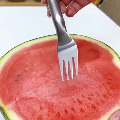 1pc Stainless Steel Watermelon Cutter - Dual-Purpose Slicer and Fork for Cutting, Dicing, and Portioning Watermelon