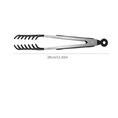 10-Inch Long Handle Noodle Clip Food Clip Salad Clip Pasta Drainer Stainless Steel BBQ Tongs Anti-Scald