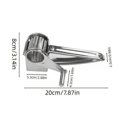 Multi-Functional Stainless Steel Rotary Cheese Grater, Hand-Cranked Design, Safe Food Handling, Ideal for Creative Kitchens