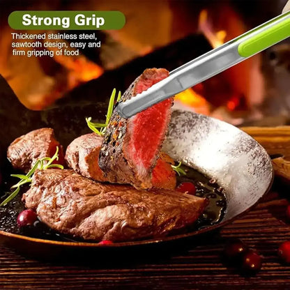 4-Pack Stainless Steel Kitchen Tongs - Non-Slip Cooking Utensil, Heat Resistant BBQ Utensils, Durable Kitchenware, Home and Kitchen Gadget