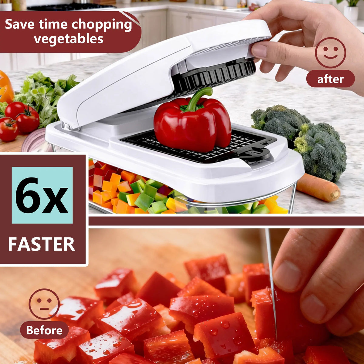 Snofrid 15-in-1 Multifunctional Vegetable Chopper with 8 Blades, Container, Professional Design, Handle & Wave Slicer - Kitchen Accessories, Mom Gadgets for Salad, Potato - Dealsforyoudays Flash Sale Home Item