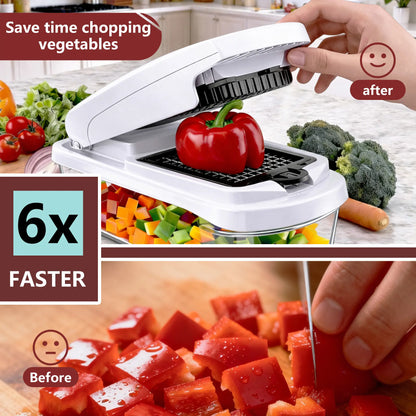 Snofrid 15-in-1 Multifunctional Vegetable Chopper with 8 Blades, Container, Professional Design, Handle & Wave Slicer - Kitchen Accessories, Mom Gadgets for Salad, Potato - Dealsforyoudays Flash Sale Home Item