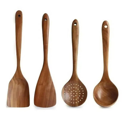 5-Piece Premium Acacia Wood Kitchen Utensils Set - Ergonomic Handles, Natural Eco-Friendly, Includes Solid Spoon, Tablespoon, Sauté Turner, Ladle, Heat-Resistant, Easy-to-Clean, Durable Kitchen Accessories for Non-Stick Pans (Home Gift), Wooden Cooking Ut