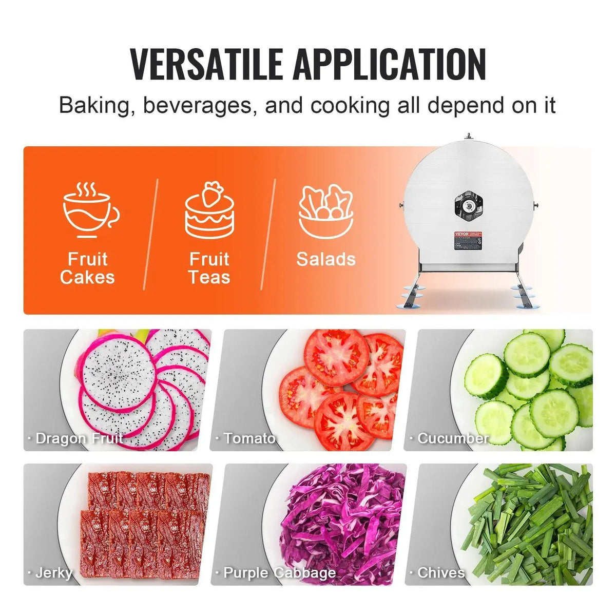 【Back to School】VEVOR Electric Vegetable Slicer - Kitchen Accessories, Dual Modes (Electric/Manual), 0-0.5in/0-12mm Accurate Thickness Adjustable, Stainless Steel, for Hotels, Slice Fruits/Vegs