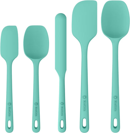 ChefAide 5 Pieces Silicone Spatulas Set, Heat Resistant Rubber Spatula