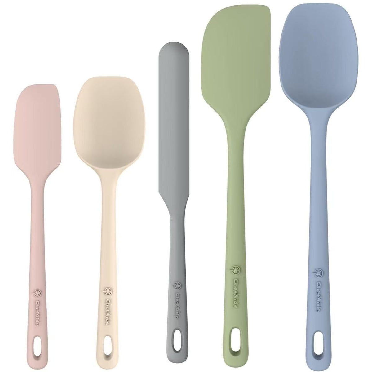 ChefAide 5 Pieces Silicone Spatulas Set, Heat Resistant Rubber Spatula