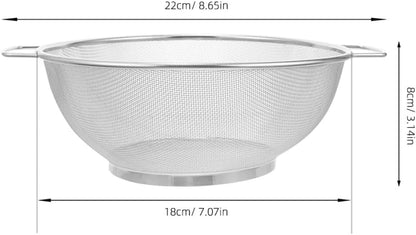 Fine Mesh Oil Strainer Basket with Dual Handles 18cm Stainless Steel Food Strainer Colander for Frying and Draining Vegetables Fruits Kitchen Use Style