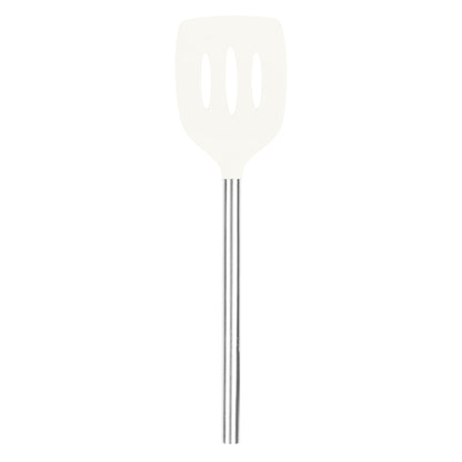 Tovolo Slotted Silicone Spatula Turner Slotted Stainless Steel Handle 10" Black Heat Resistant Non Toxic BPA Free Kitchen Utensil, Scratch Resistant Silicone Pancake Flipper Turner for Cooking