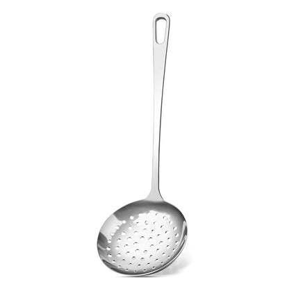 2 Pcs Stainless Steel Cooking Spoons Set, Solid & Slotted Metal Serving Spoons, Heavy Duty Sturdy Large Soup Ladle, High Heat Resistant Kitchen Cooking Utensils for Mixing, Stirring, Easy to Clean