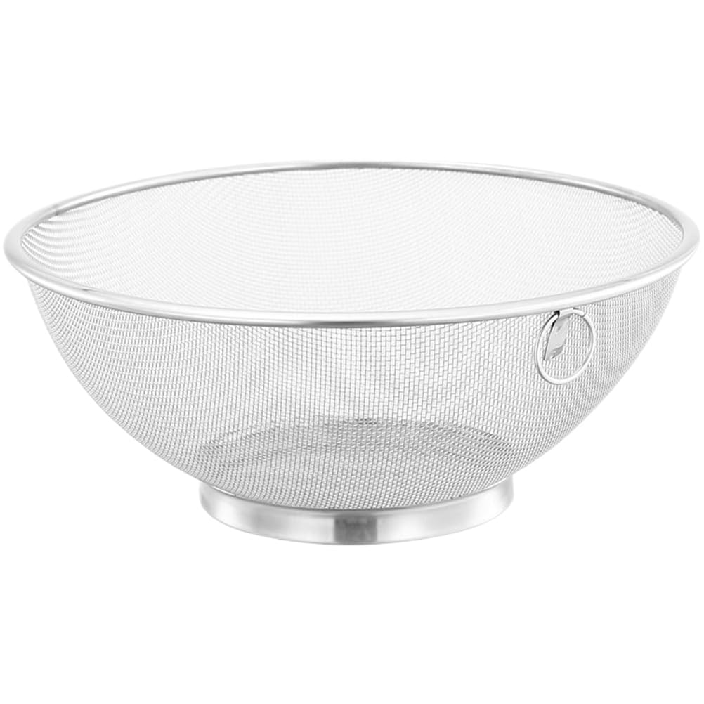 Zerodeko Stainless Steel Mesh Net Colander Strainer Basket Drainer Fine Mesh Strainer Rice Washing Bowl Sieve Sifters for Washing Fruit Vegetable Rice 26.3CM