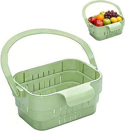 Foldable Hanging Sink Drain Basket, Stretchable Kitchen Colander with Handle, Space Saving Multi-functional Kitchen Storage Basket Draining for Food, Fruits, Vegetables, Utensils(White)
