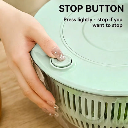 UFORU Plastic 3-in-1 Durable Large Salad Spinner Set - 5.3 Qt Kitchen Bowl with Strainer, Lid, Finger-Safe Blades, Garlic/Ginger Grater, Vegetable Cutting Slicer, Egg Yolk Strainer, Spiralizer, Basket for Family Prep, Juicing