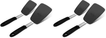 Unicook 2-Piece Silicone Spatula Turner Set for Everyday Cooking, Black