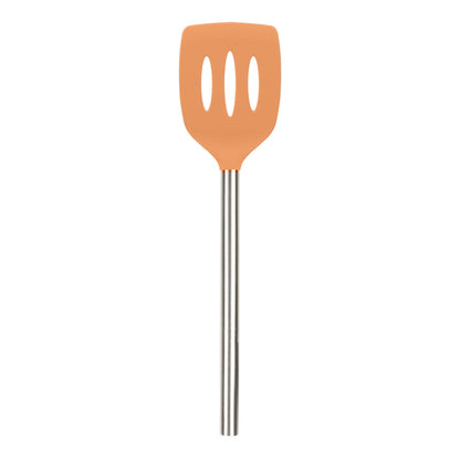 Tovolo Slotted Silicone Spatula Turner Slotted Stainless Steel Handle 10" Black Heat Resistant Non Toxic BPA Free Kitchen Utensil, Scratch Resistant Silicone Pancake Flipper Turner for Cooking