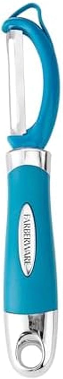 Farberware Pro2 Euro Vegetable Peeler with Ergonomic Handle, Razor-Sharp Stainless Steel Swivel Blade, Dishwasher Safe Kitchen Peeler for Potatoes, Fruits, Veggies - Dark Teal