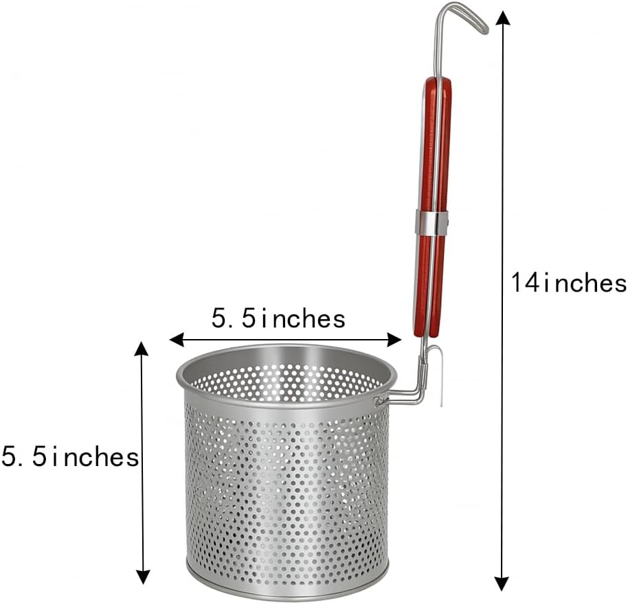 3PCs Mesh Pasta Basket Food Strainer Insert For Pot, Colander with Round Wooden Handle Stainless Steel Mesh Spider Strainer for Pasta Noodles Dumpling Vegetable